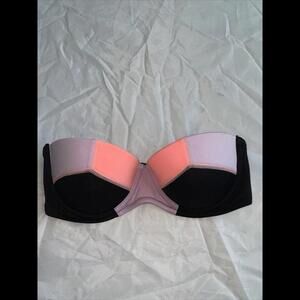 Victoria's Secret Strapless‎ Bandeau Bikini Top Black Pink Purple 32D